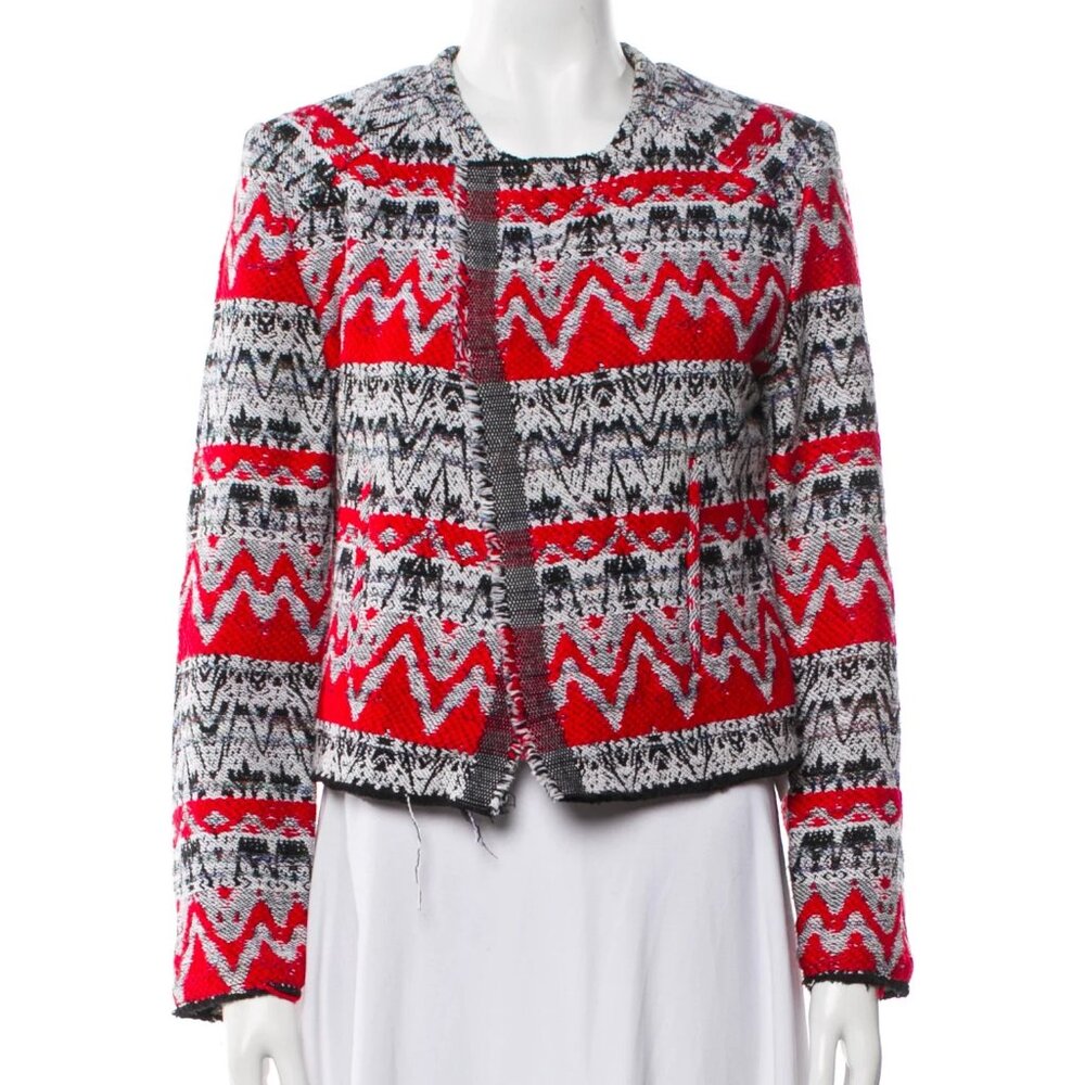 Pre-Loved IRO Red & Black Ikat Jacket - Women's 40 - Picture 1 of 10